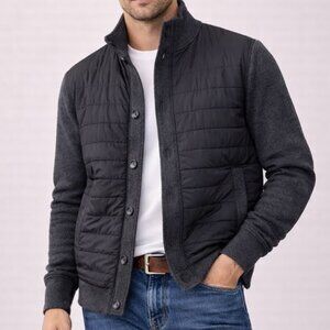 UNTUCKit Hybrid Quilted Jacket Wool Blend Black Charcoal Mens Size M